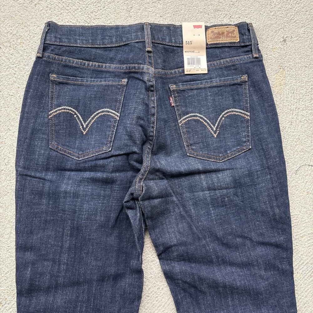 New Levi's 515 Jeans Womens 4 Short 27 Stretch Mid Rise Boot Cut Dark Wash Y2k - Picture 11 of 15